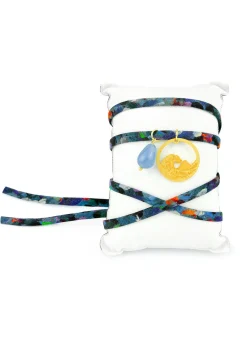 Lebole Maison Bracciale/collana Tessuto Fiori Onda Celeste