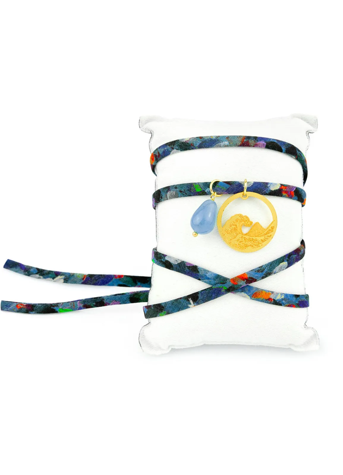 Lebole Maison Bracciale/collana Tessuto Fiori Onda Celeste