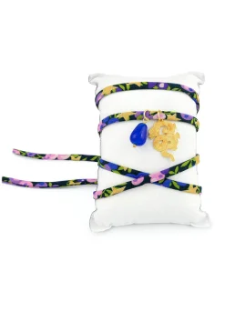Lebole Maison Bracciale/collana Tessuto Fiori Mito Blu