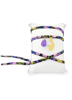 Lebole Maison Bracciale/collana Tessuto Fiori Koi Lilla