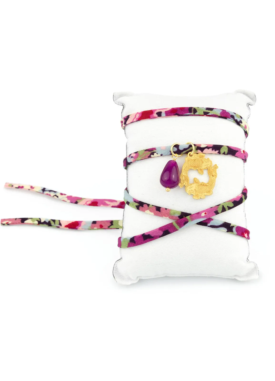 Lebole Maison Bracciale/collana Tessuto Fiori Carpe Fucsia