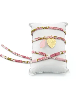 Lebole Maison Bracciale/collana Tessuto Fiori Cuore Rosa