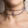 Lebole Maison Bracciale/collana Tessuto Fiori Corona Celeste
