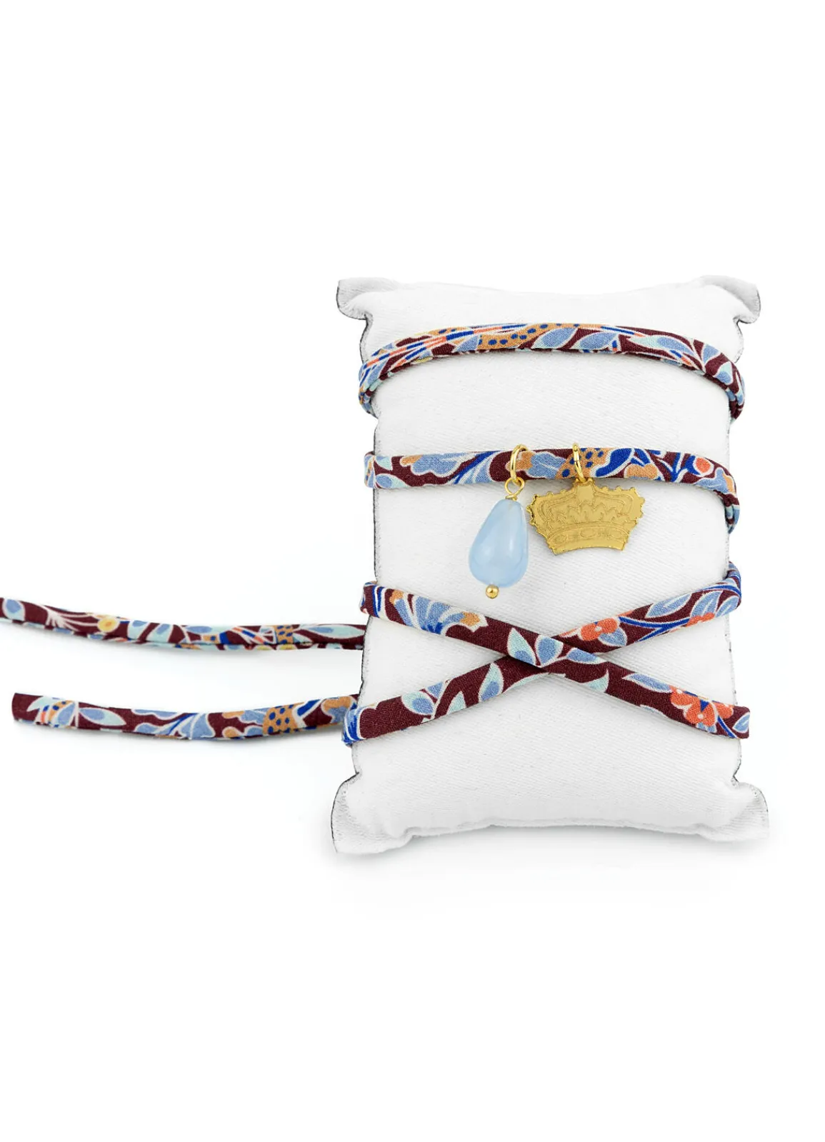 Lebole Maison Bracciale/collana Tessuto Fiori Corona Celeste