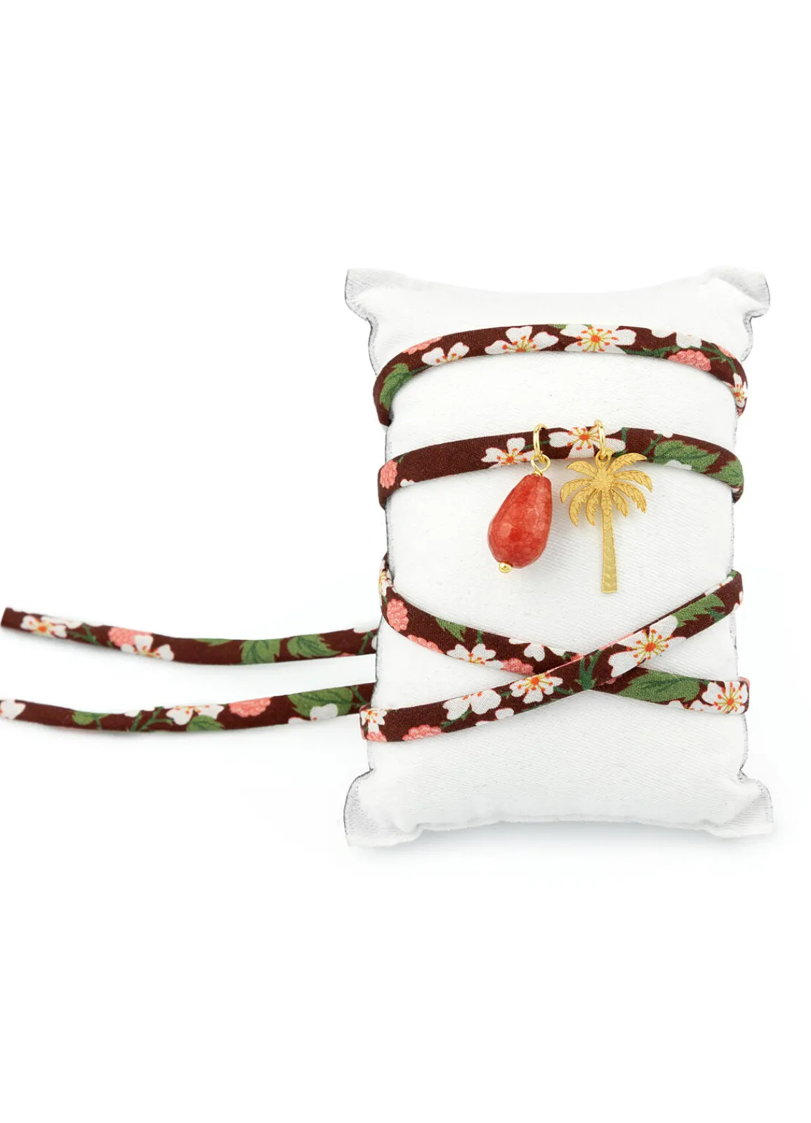 Lebole Maison Bracciale/collana Tessuto Fiori Palma Rosa Sfumato