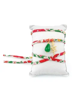 Lebole Maison Bracciale/collana Tessuto Fiori Fortuna Verde