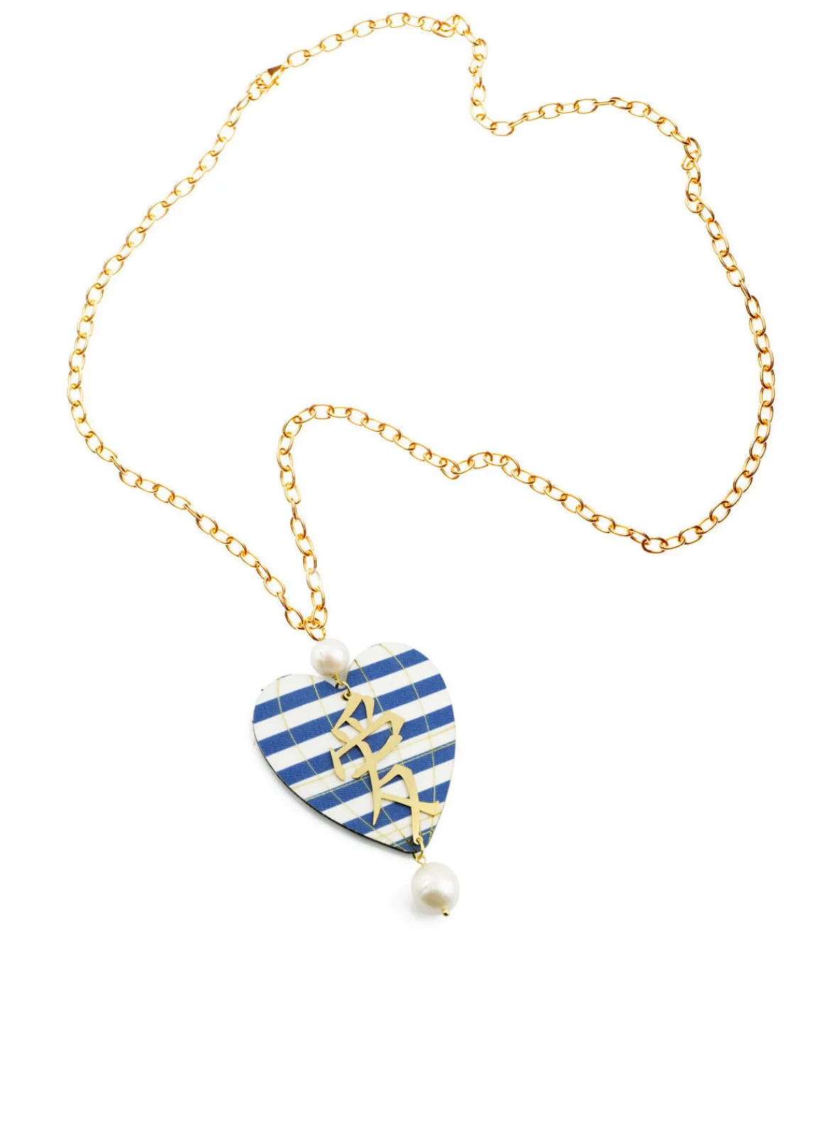Lebole Maison Collana Cuore Righe Blu