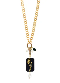 Lebole Maison Collana Doppia Fiore Plexi Nero