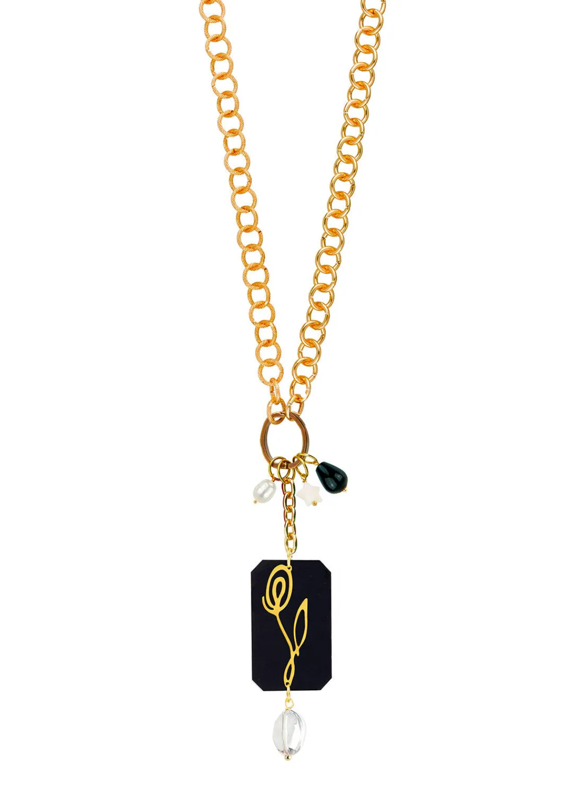 Lebole Maison Collana Doppia Fiore Plexi Nero