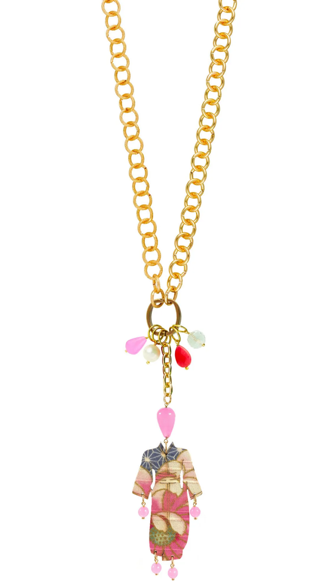Lebole Maison Collana Doppia Kimono Rosa Fluo