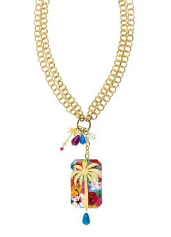 Lebole Maison Collana Doppia Palma Fiore Blu