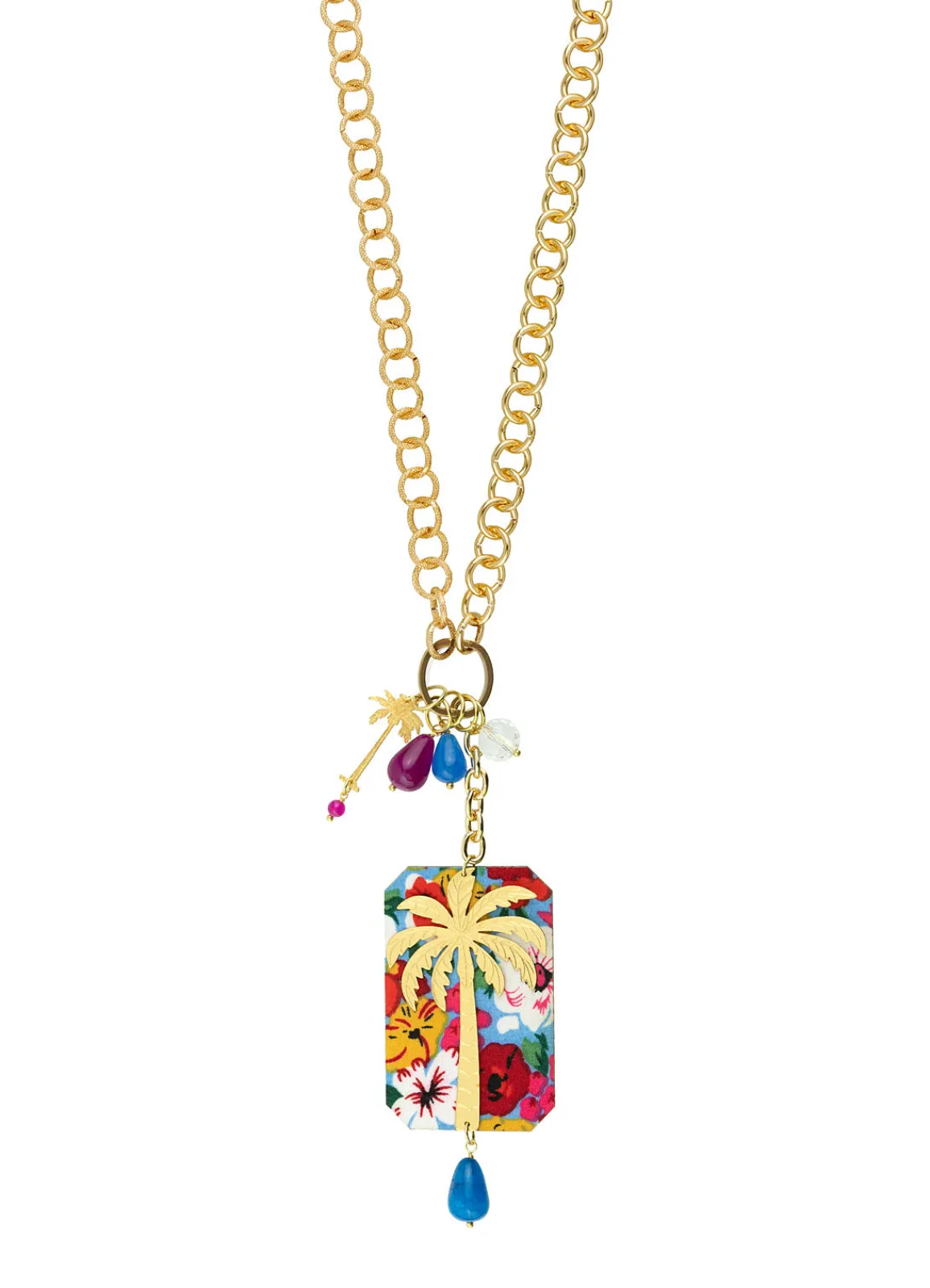 Lebole Maison Collana Doppia Palma Fiore Blu