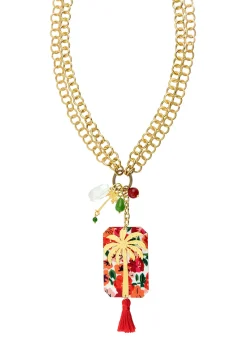 Lebole Maison Collana Doppia Palma Fiore Rubino