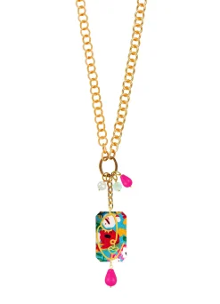 Lebole Maison Collana Doppia Viso Fiori Fucsia