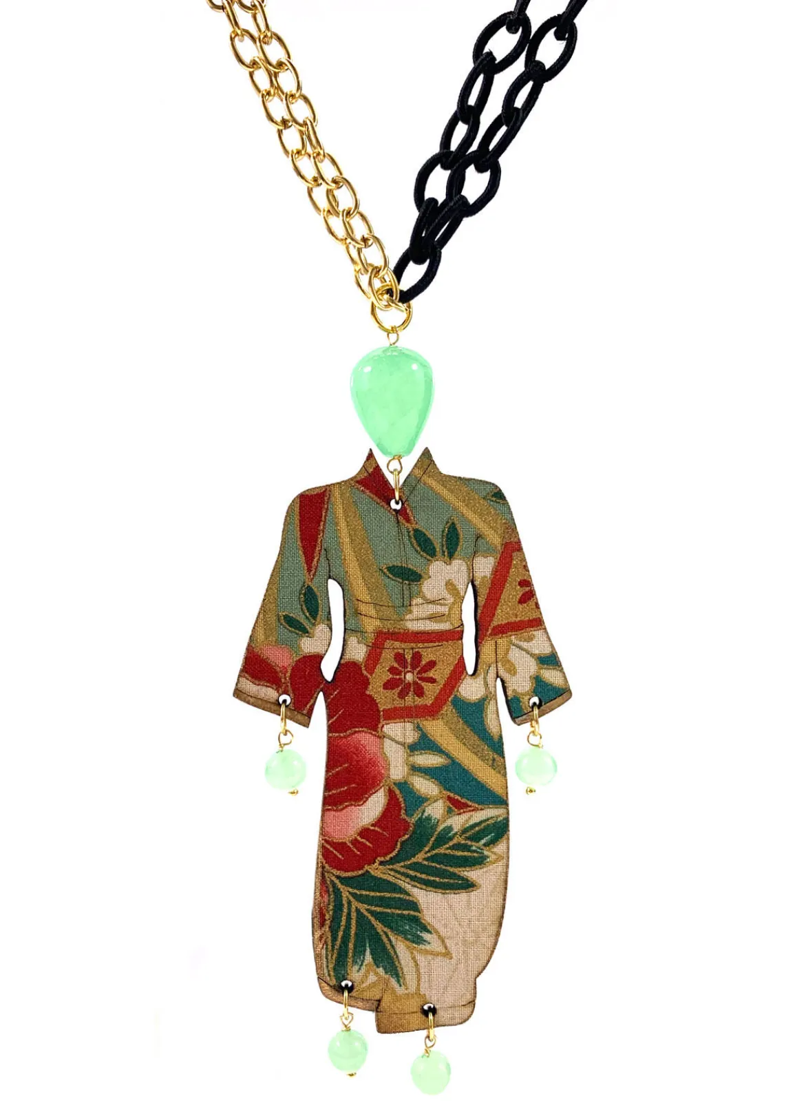 Lebole Maison Collana Kimono Maxi Verde Giada