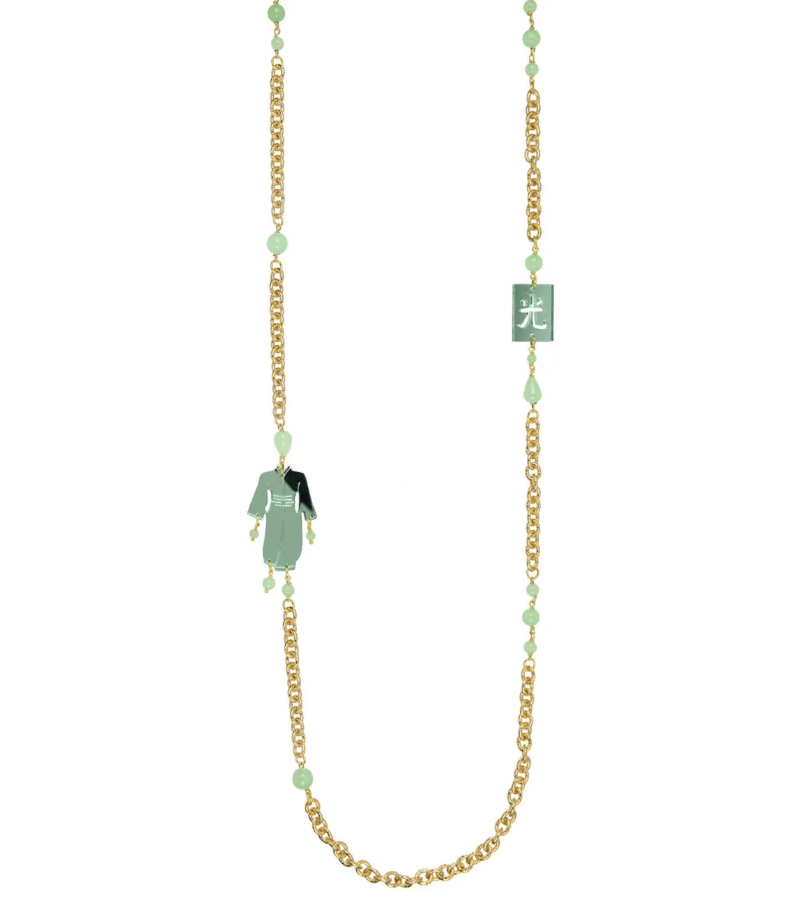 Lebole Maison Collana Kimono Plexi Verde Giada