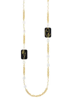 Lebole Maison Collana Lebolina Viso E Fiore Plexi Nero Perla