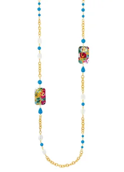 Lebole Maison Collana Lebolina Viso E Quadrifoglio Azzurro