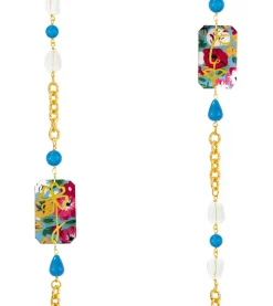 Lebole Maison Collana Lebolina Viso E Quadrifoglio Azzurro