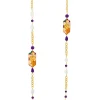Lebole Maison Collana Lunga Cuore E Quadrifoglio Viola E Cristalli