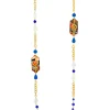 Lebole Maison Collana Lunga Cuore E Quadrifoglio Blu E Cristalli