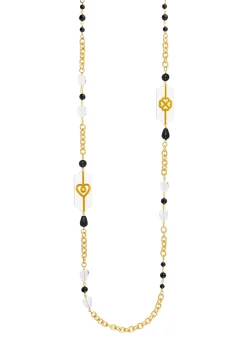 Lebole Maison Collana Lunga Pois Cuore E Quadrifoglio Plexi Trasparente Nero