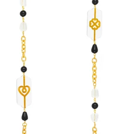 Lebole Maison Collana Lunga Pois Cuore E Quadrifoglio Plexi Trasparente Nero