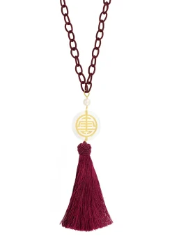 Lebole Maison Collana Shou Plexi Trasparente Nappa Bordeaux