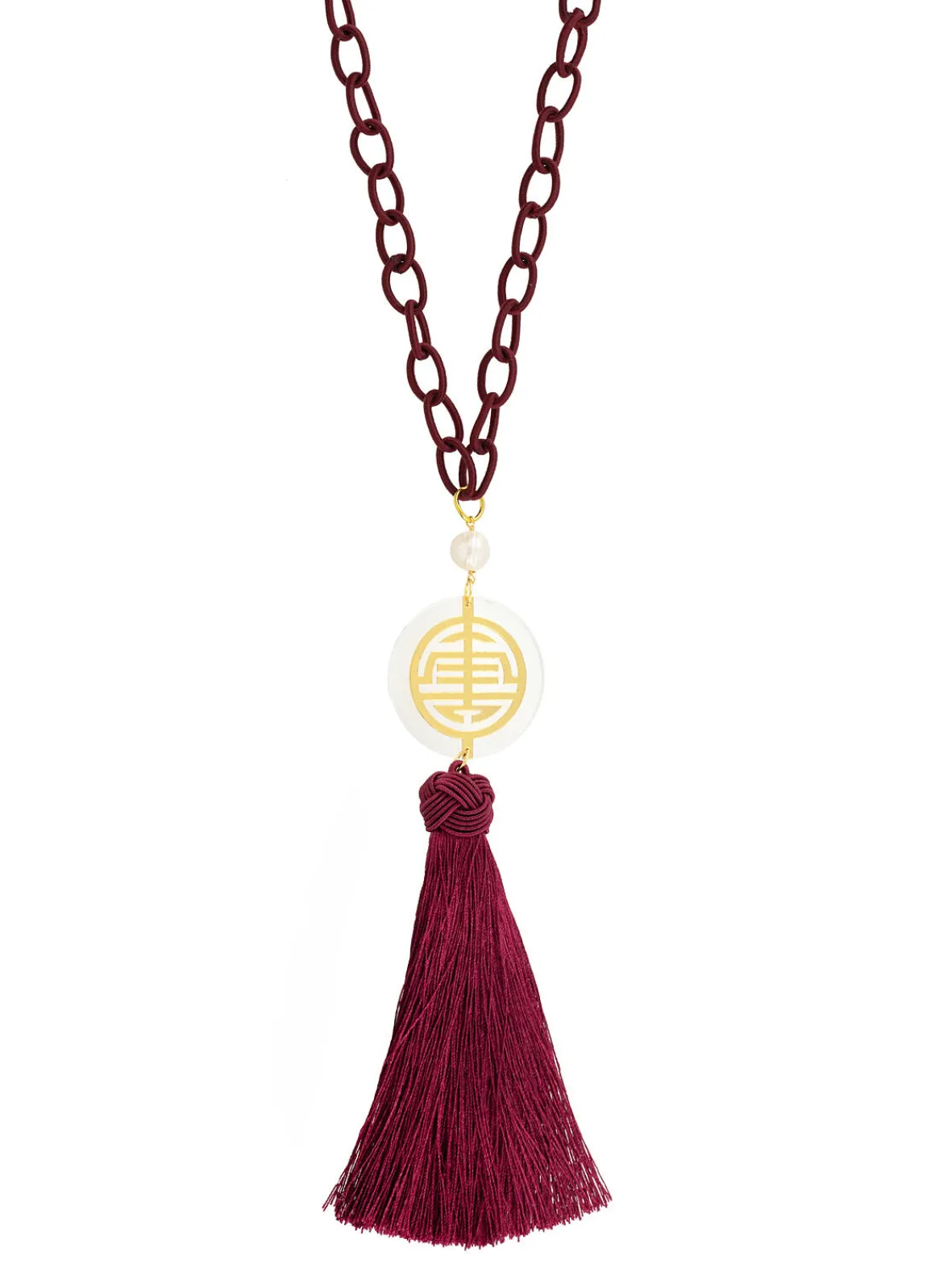 Lebole Maison Collana Shou Plexi Trasparente Nappa Bordeaux