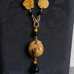 Lebole Maison Collana Solo Io Fiori Marroni Pietre Nero