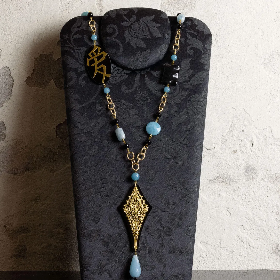 Lebole Maison Collana Solo Io Kanji Amore Plexi Azzurro