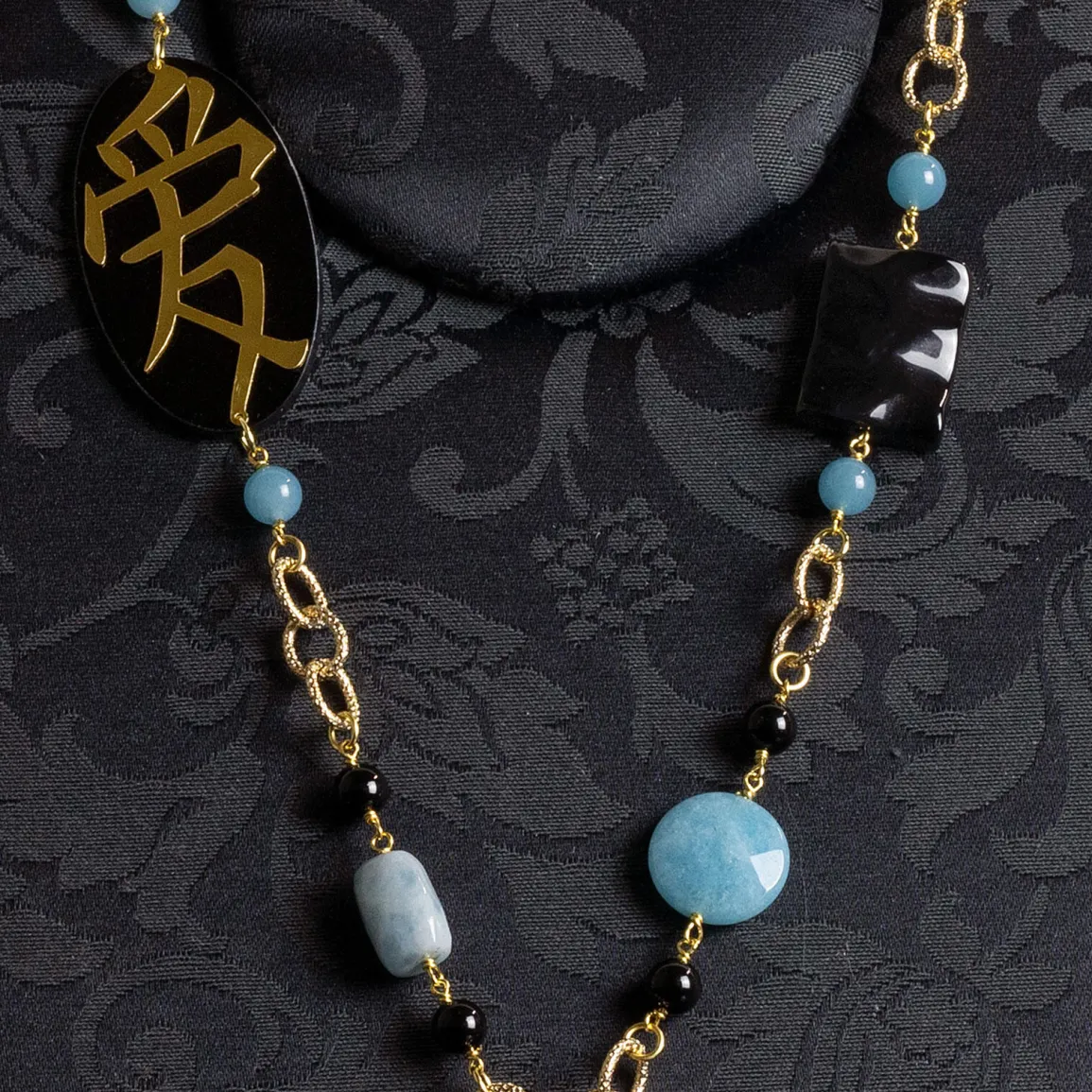 Lebole Maison Collana Solo Io Kanji Amore Plexi Azzurro