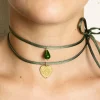 Lebole Maison Collana Tessuto Cuore Verde