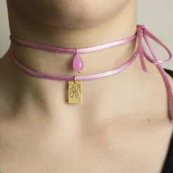Lebole Maison Collana Tessuto Ideogramma Luce Rosa
