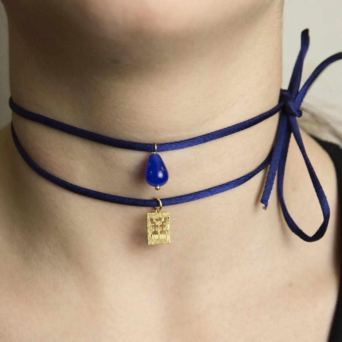 Lebole Maison Collana Tessuto Torii Blu