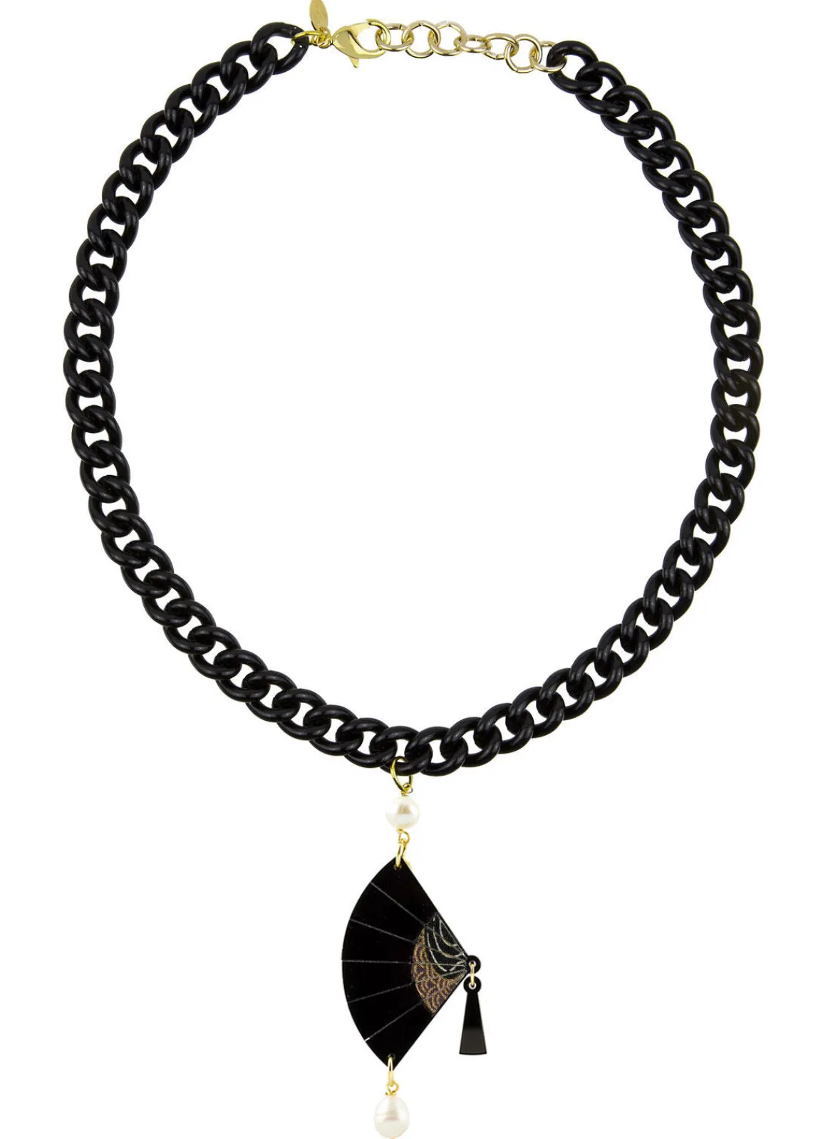 Lebole Maison Collana Ventaglio Plexi Nero Perla