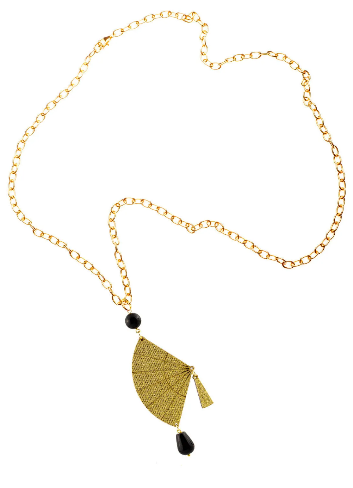 Lebole Maison Collana Ventaglio Seta Oro Nero
