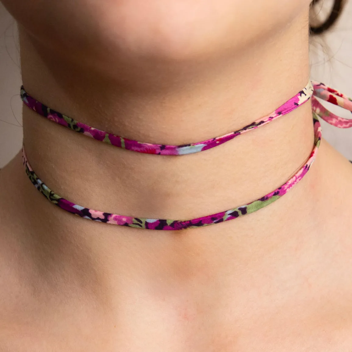 Lebole Maison Nastro Tessuto Fiore Rosa E Fucsia