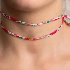 Lebole Maison Nastro Tessuto Fiore Rosso E Verde