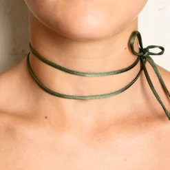 Lebole Maison Nastro Tessuto Satin Verde Scuro