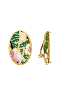 Lebole Maison Orecchini Amicizia Clips Ovale Verde