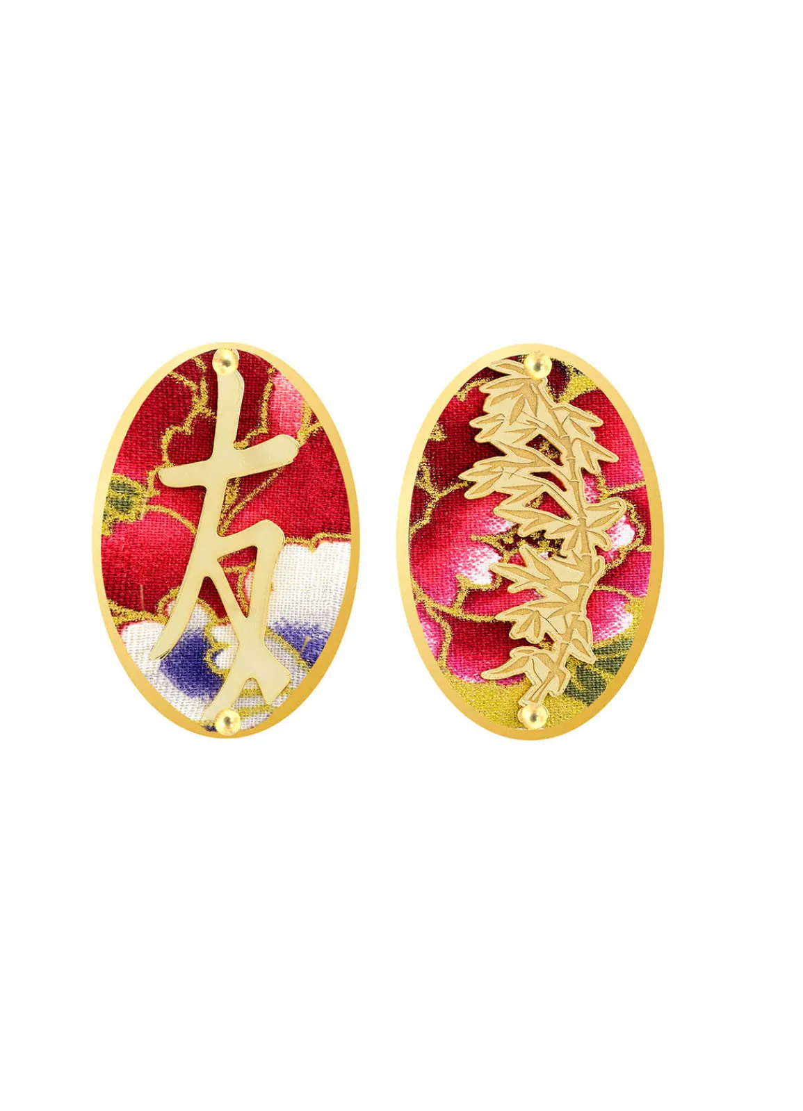 Lebole Maison Orecchini Amicizia Clips Ovale Rubino