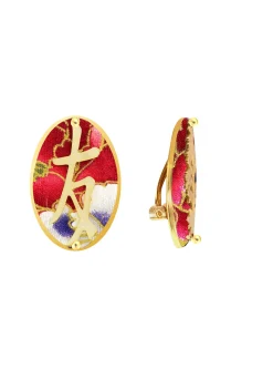 Lebole Maison Orecchini Amicizia Clips Ovale Rubino