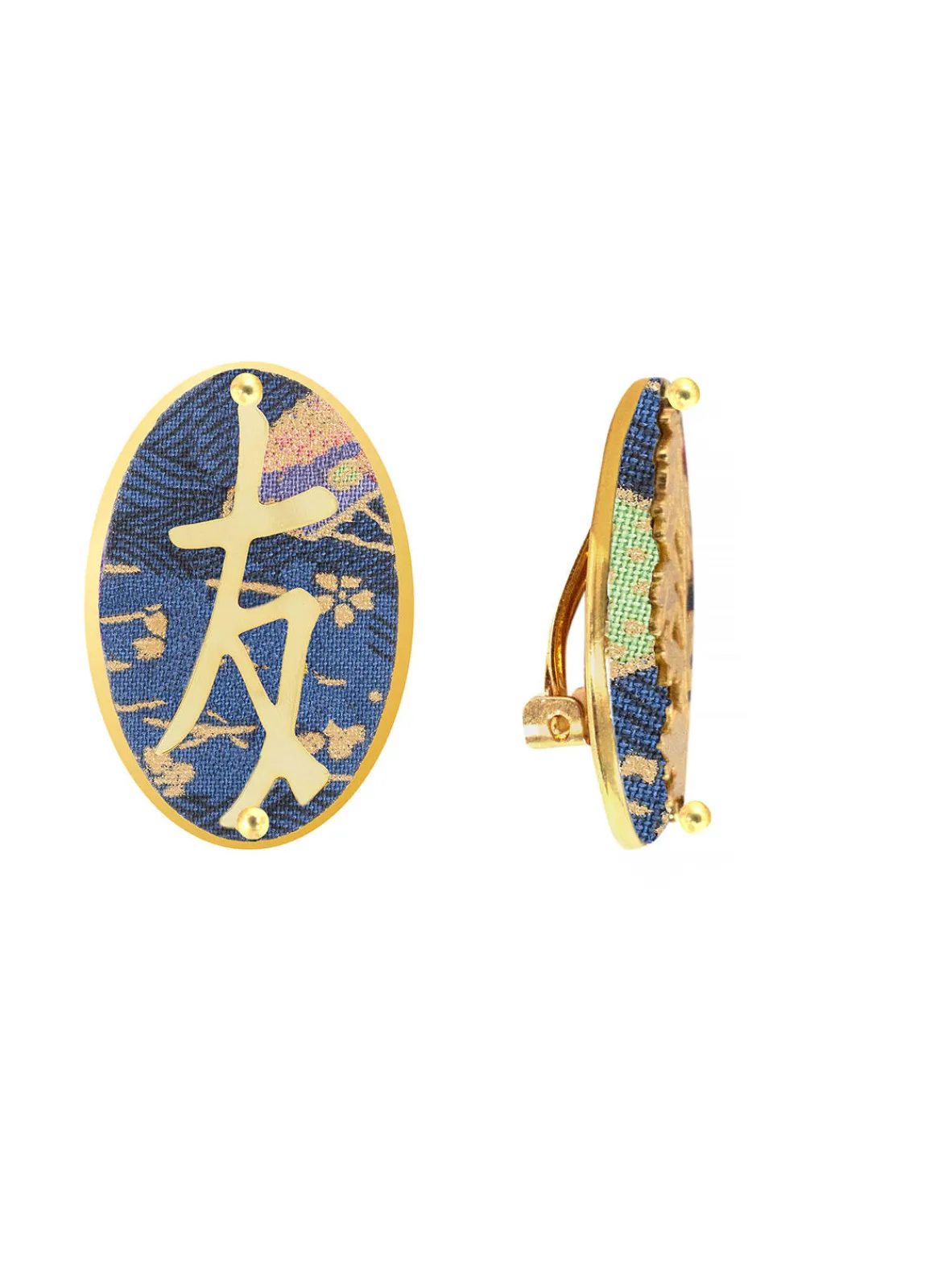 Lebole Maison Orecchini Amicizia Clips Ovale Azzurro