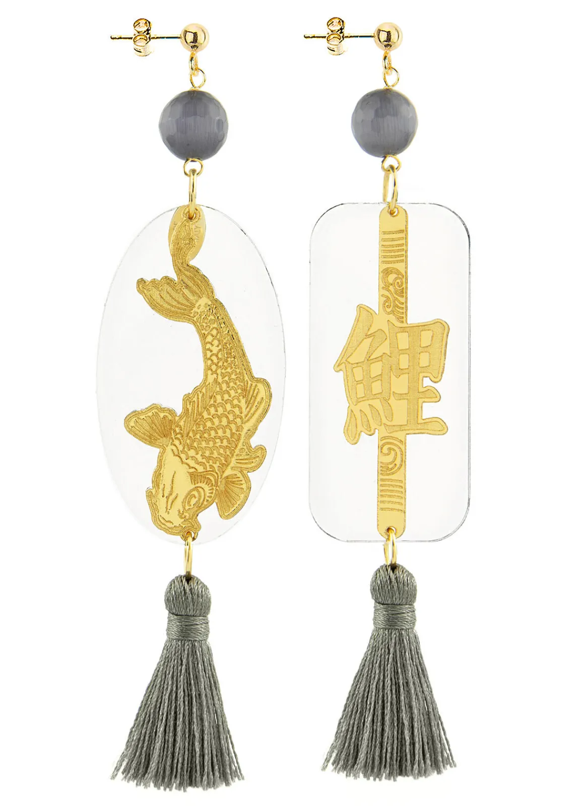 Lebole Maison Orecchini Carpa Plexi Trasparente Nappa Grigio
