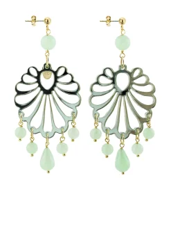 Lebole Maison Orecchini Chandelier Conchiglia Plexi Verde Giada