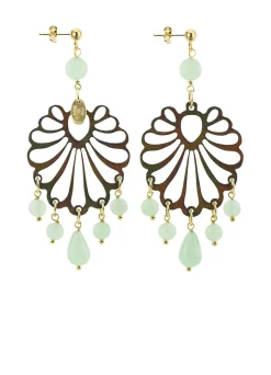 Lebole Maison Orecchini Chandelier Conchiglia Plexi Verde Giada