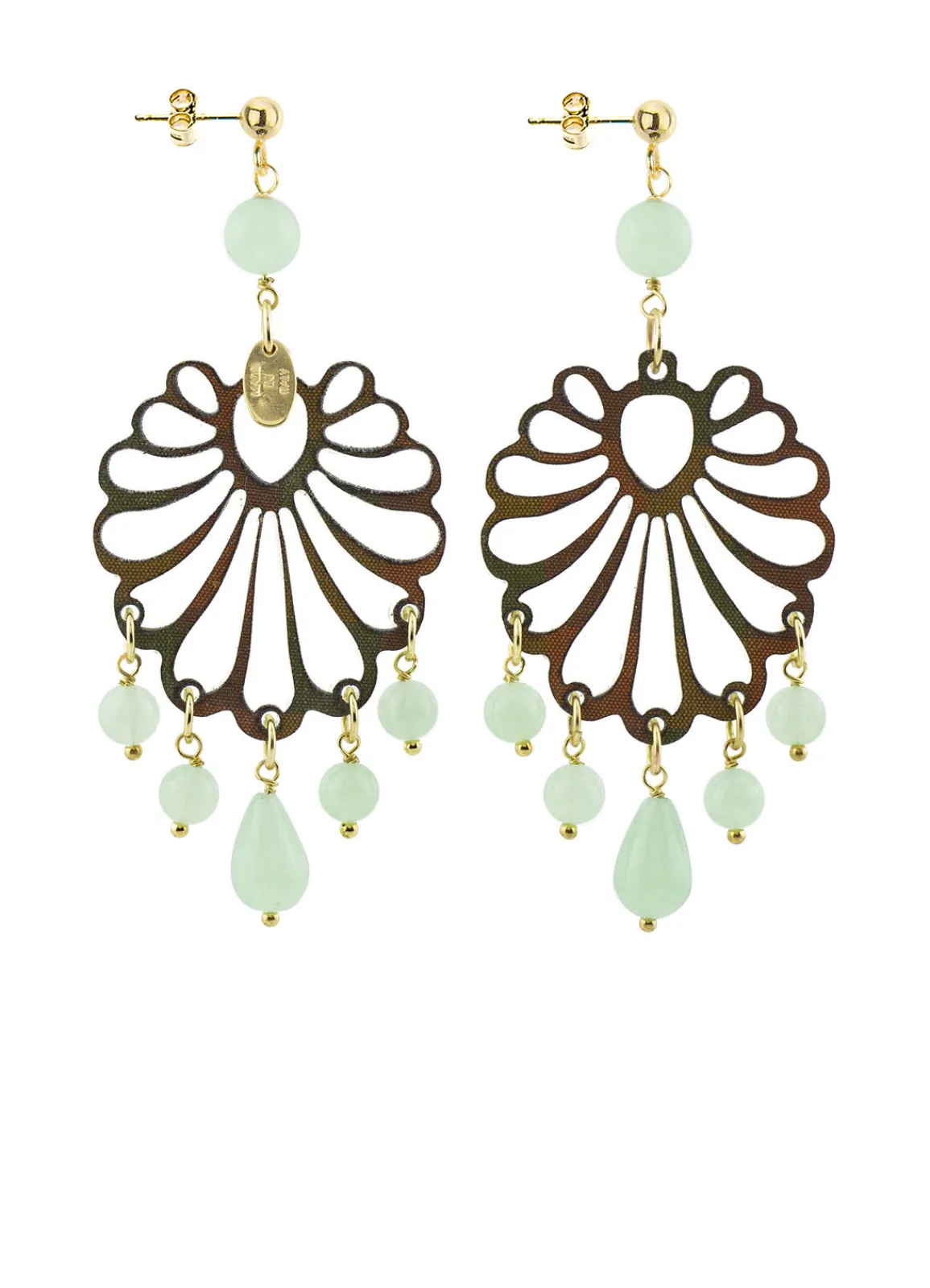 Lebole Maison Orecchini Chandelier Conchiglia Plexi Verde Giada