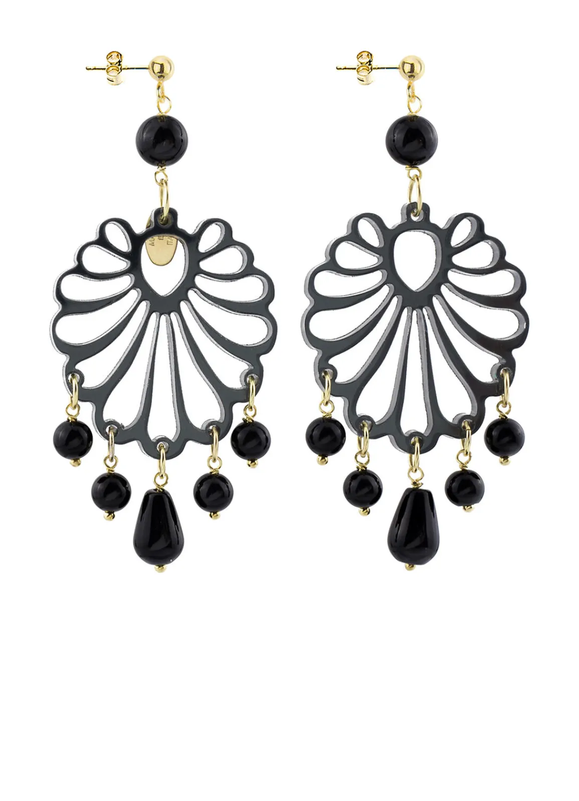 Lebole Maison Orecchini Chandelier Conchiglia Plexi Nero