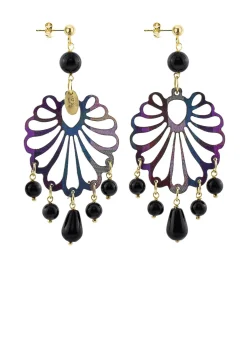 Lebole Maison Orecchini Chandelier Conchiglia Plexi Nero